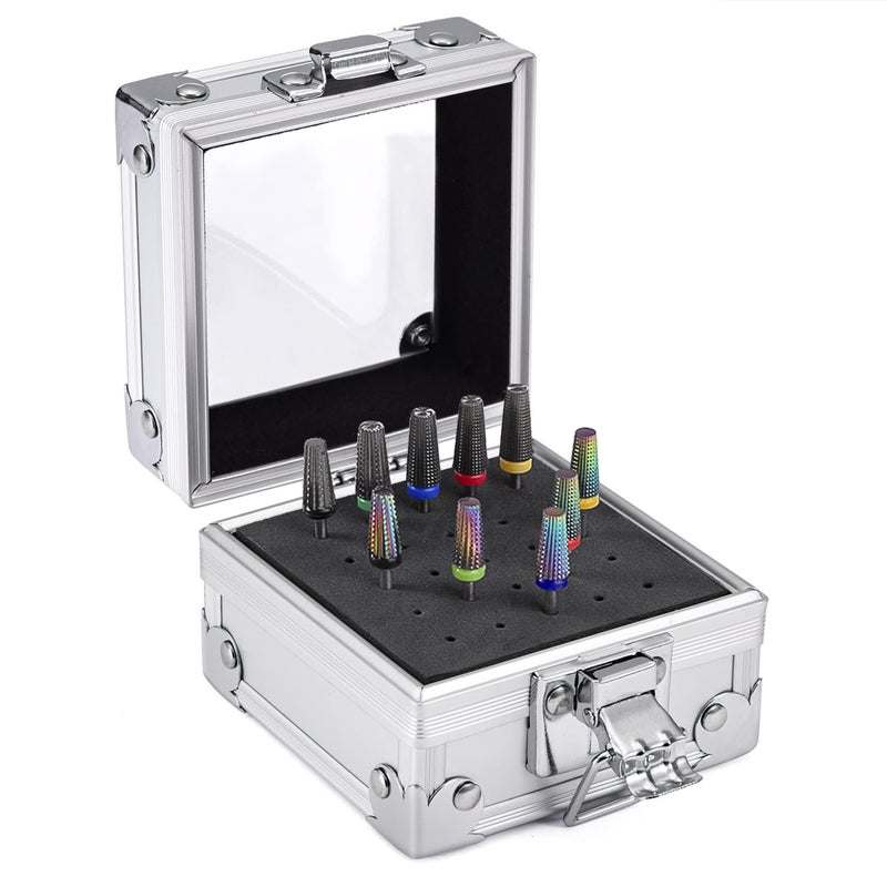 Noverlife Nail Drill Grinding Bit Holder Box 25 Holes Professional Nail Polish Head Storage Box Nail Tools Organizers Container Display Storage Box Rack Manicure Tool for Salon Nail Grinding Head - Image 3