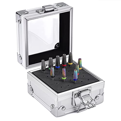 Noverlife Nail Drill Grinding Bit Holder Box 25 Holes Professional Nail Polish Head Storage Box Nail Tools Organizers Container Display Storage Box Rack Manicure Tool for Salon Nail Grinding Head - Image 1