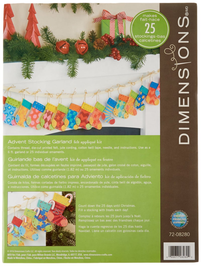 Dimensions Needlecrafts Advent Stocking Garland Felt Applique Kit, 72-08280 - Image 5