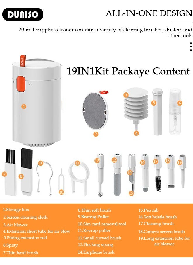DUNISO 20 in 1 Electronics Cleaning Kit, Multifunctional Cleaning Kit for Keyboard, Portable Cleaning Kit for Computers, Cleaning Soft Brush Tool for Camera and Bluetooth Headset, Cleaner Kit for All Types of Cell Phones and Computers (Detergent not included)  - Image 3