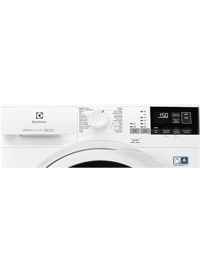 الكترولوكس 7/4 KG Washer Dryer, 1400W Fully Automatic Front Load Washing & Drying Combo Machine with Steam Care, Dual Care & Sensi-Care System, Automatic Drying-Condense Dryer, Child Lock, EW7W4742HB White - Image 5