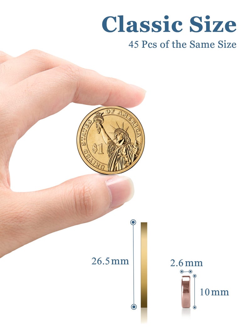 SMARTAKE 45 Pcs Refrigerator Magnets, 10x2.6mm Small Round Fridge Magnets, Multi-Use Premium Neodymium Office Magnets for Fridge, Whiteboard, Billboard in Home, Kitchen, Office and School (Rose Gold) - Image 2