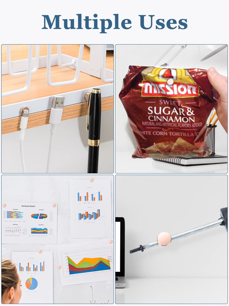 SMARTAKE 45 Pcs Refrigerator Magnets, 10x2.6mm Small Round Fridge Magnets, Multi-Use Premium Neodymium Office Magnets for Fridge, Whiteboard, Billboard in Home, Kitchen, Office and School (Rose Gold) - Image 5