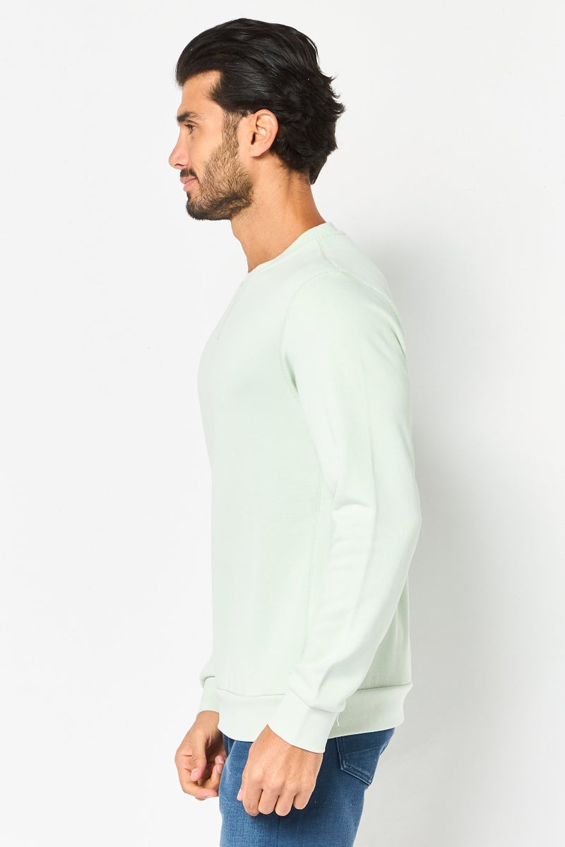 Celio Men Crew Neck Long Sleeve Solid Sweatshirt, Mint Green - Image 4