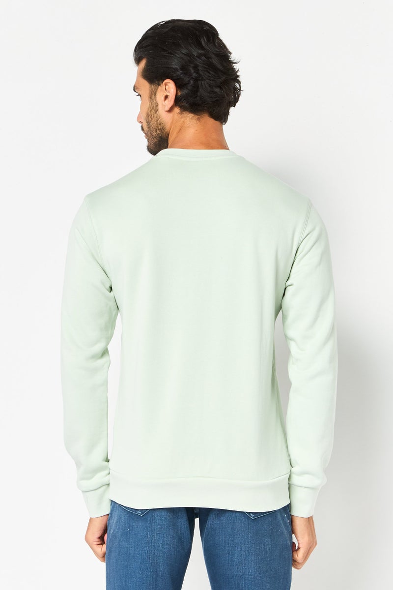 Celio Men Crew Neck Long Sleeve Solid Sweatshirt, Mint Green - Image 2