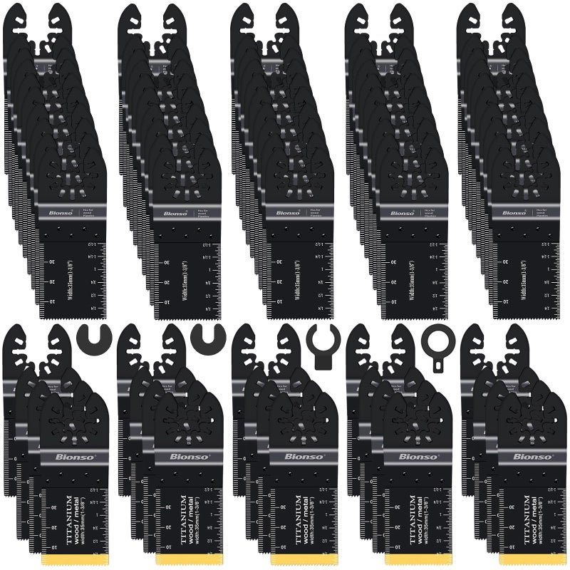 Bionso 120Pcs Oscillating Tool Blade  Professional Universal Titanium Multitool Blades For Wood Metal  Multi Tool Blades Kits  Oscillating Saw Blades Fit Dewalt Ryobi Milwaukee Rockwell Fein Makita - Image 1