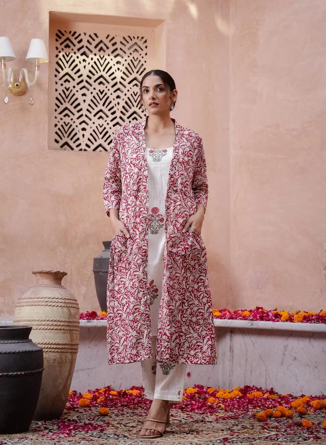 sanskrutihomes Sanskrutihomes Floral Printed Regular Pure Cotton Kurta and Pants Set