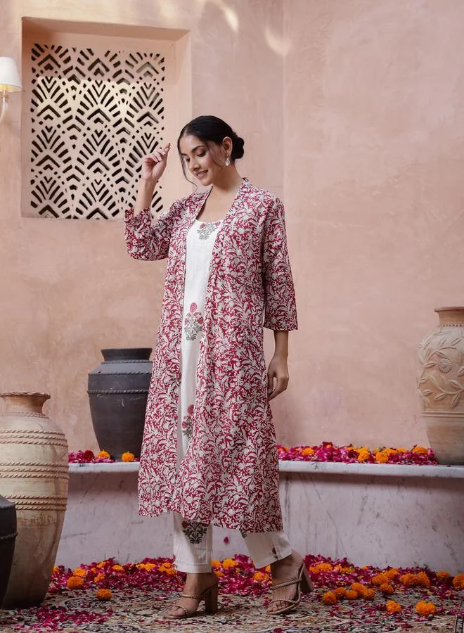 sanskrutihomes Sanskrutihomes Floral Printed Regular Pure Cotton Kurta and Pants Set
