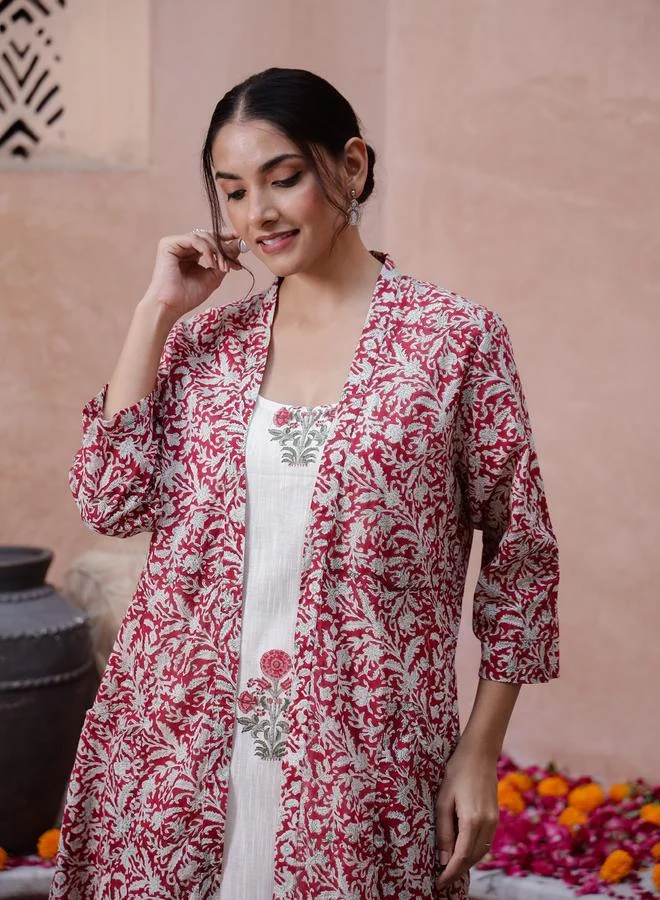 sanskrutihomes Sanskrutihomes Floral Printed Regular Pure Cotton Kurta and Pants Set