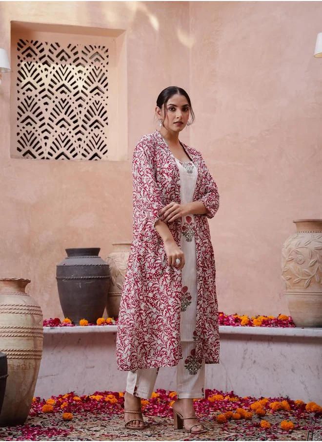 sanskrutihomes Sanskrutihomes Floral Printed Regular Pure Cotton Kurta and Pants Set