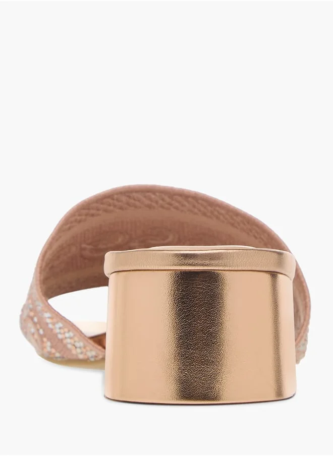 Celeste Womens Embellished Slip-On Sandals With Block Heels Ramadan Collection