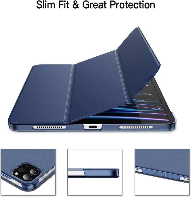 Jetech حافظة لجهاز iPad Pro مقاس 11 بوصة، موديل 2022/2021/2020/2018 (الجيل الرابع/الثالث/الثاني/الأول)، متوافقة مع القلم، غطاء استشعار تلقائي (أزرق داكن) - Image 3