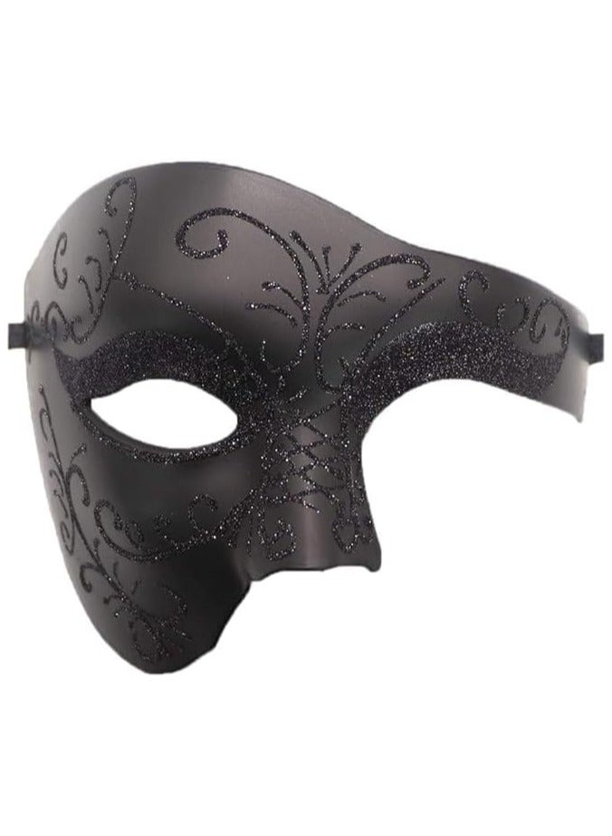 amazing.EGP Black Masquerade Mask, Unisex PVC Party Accessories, Reusable Costume Mask with Elastic Strap - Image 1