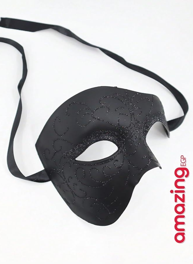 amazing.EGP Black Masquerade Mask, Unisex PVC Party Accessories, Reusable Costume Mask with Elastic Strap - Image 4