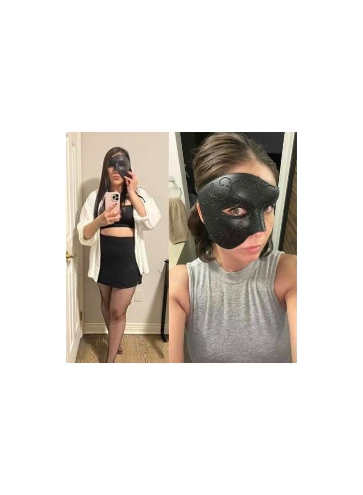amazing.EGP Black Masquerade Mask, Unisex PVC Party Accessories, Reusable Costume Mask with Elastic Strap - Image 2