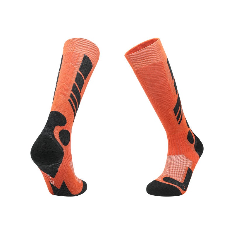 Generic Winter Childrens Professional Ski Socks Men and Women Thickened Warm Snow Socks Sweat Absorbing Breathable Towel Bottom Sports Snow Socks 01 Orange/Black - Image 1