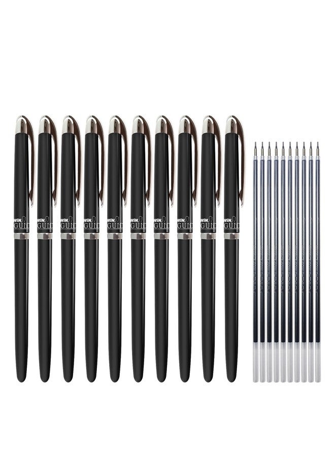 دبليو آي أن مجموعة أقلام حبر جاف من وين جايد | ٢٠ قلم حبر أسود و١٠ عبوات إعادة تعبئة | أقلام فاخرة بمشبك معدني أنيق | رأس حاد ٠٫٦ مم | قلم قابل لإعادة التعبئة، مثالي للطلاب والامتحانات | للاستخدام في المدارس والمكاتب والشركات - Image 2