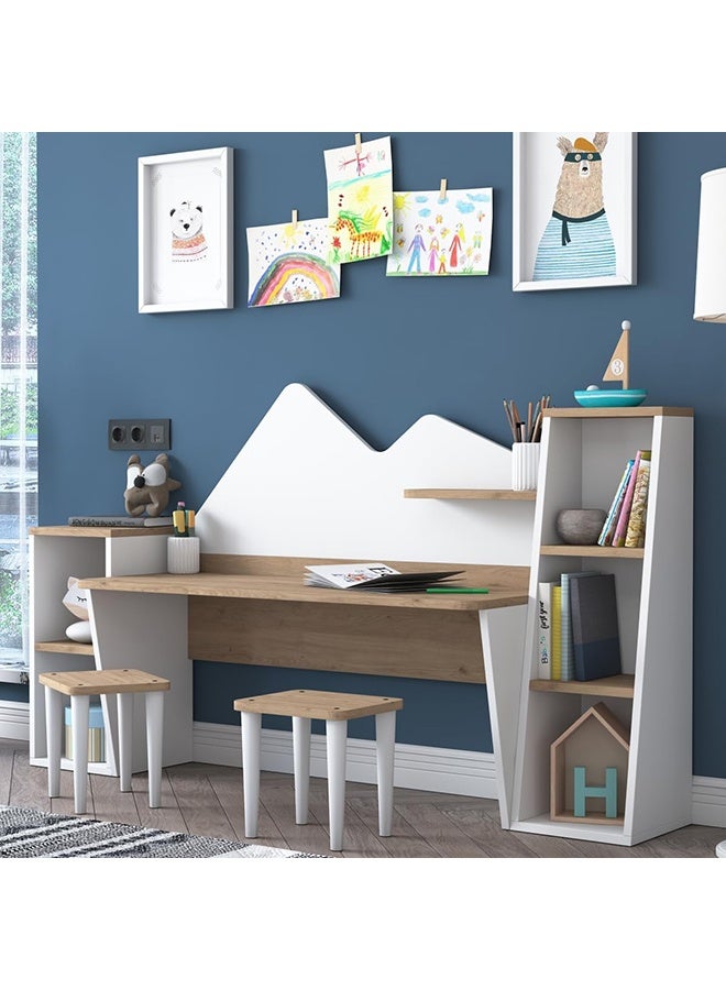 Home Canvas PlayfulTwin Study & Play Desk Set White and Oak - Image 1