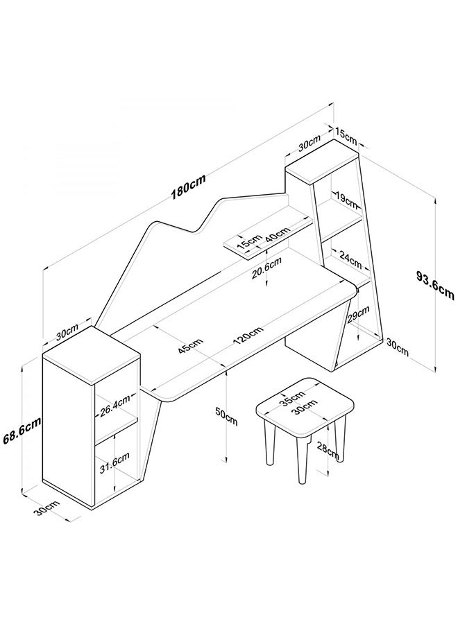 Home Canvas PlayfulTwin Study & Play Desk Set White and Oak - Image 2
