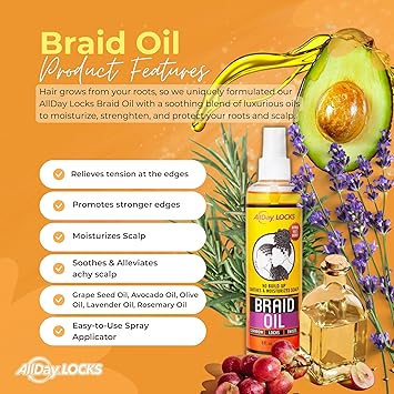 AllDay Locks Braid Oil Soothes Moisturizes Dry Itchy Scalp 8 oz - Image 4