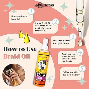 AllDay Locks Braid Oil Soothes Moisturizes Dry Itchy Scalp 8 oz - Image 5