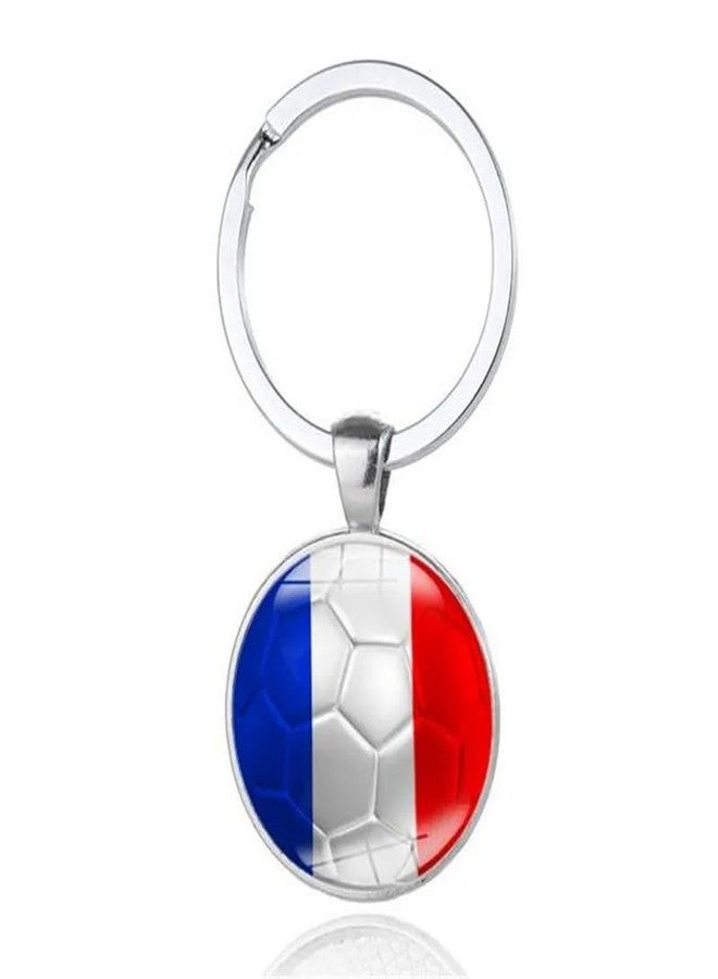 Art Attack French Flag Soccer Keychain, France Les Bleus Blues National Football Team Accessories History Party Favor Fan Car Key Chain Ring Pendant Charm (Silver) - Image 2