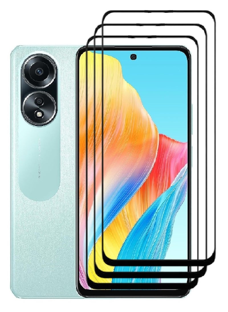 AINA 3 Pieces Tempered Glass Screen Protector 5D Designed For Oppo A58 4G Full Glue Edge to Edge Full Screen Coverage And Bubble Free - Image 1