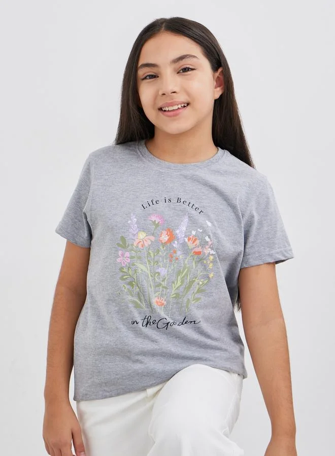 Styli Styli Girls Graphic Print Short Sleeve T-Shirt