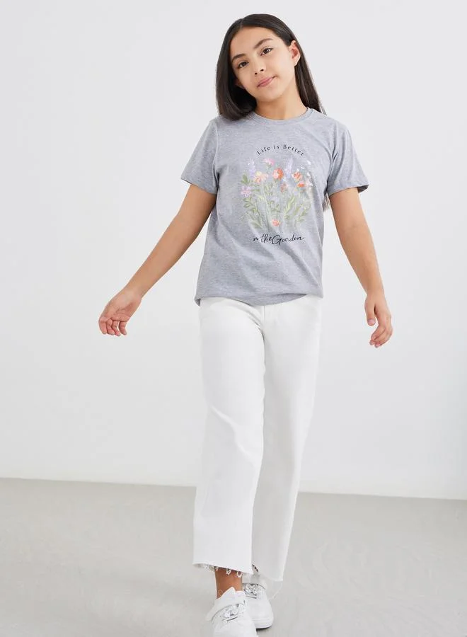 Styli Styli Girls Graphic Print Short Sleeve T-Shirt
