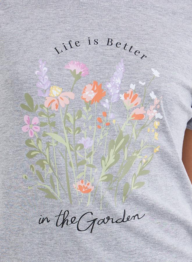 ستايلي تيشيرت بناتي بطباعة جرافيك وأكمام قصيرة - Image 3