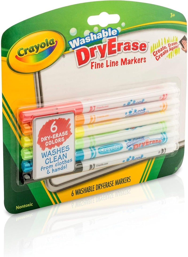 Crayola Washable Dry Erase Fine Line Markers 6 Pcs Pack - Image 3