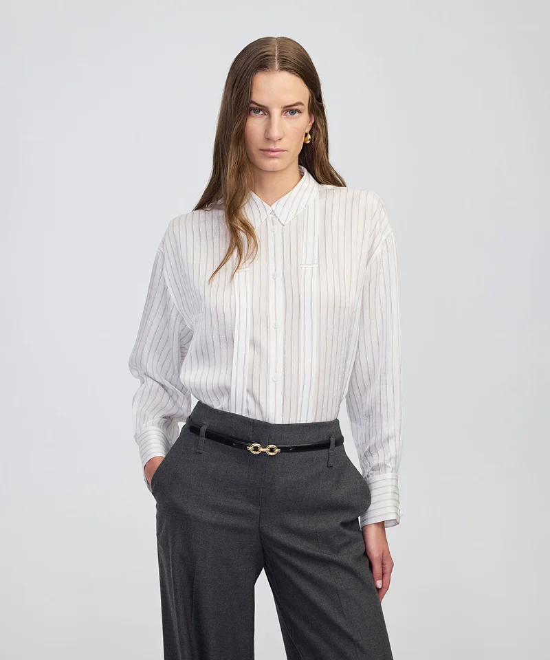 Ipekyol Striped Shirt with Tie-Scarf