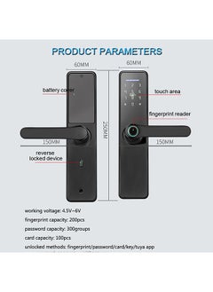 WAFU WAFU Tuya Fingerprint Lock Indoor Electronic Lock Smart Fingerprint Password Card Mechanical Key Touchscreen Keypad Office Door Lock for Home Hotel Office Door  - Image 4