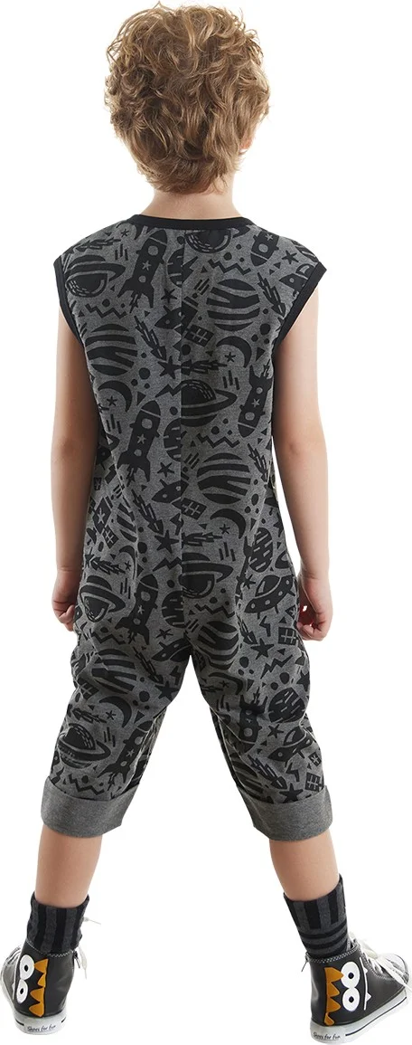 Denokids Space Rocket Boy Gray Overalls