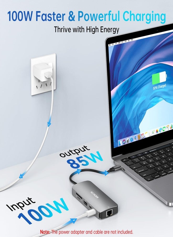 Mokin USB C Adapters for MacBook Pro/Air,Mac Dongle with 3 USB Port,USBC to HDMI, RJ45 Ethernet, 9 in 1 USB C to HDMI Adapter,100W Pd Charging,SD/TF Card Reader USB Hub - Image 4