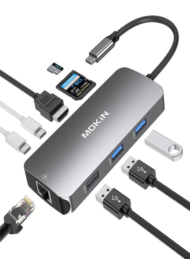 Mokin USB C Adapters for MacBook Pro/Air,Mac Dongle with 3 USB Port,USBC to HDMI, RJ45 Ethernet, 9 in 1 USB C to HDMI Adapter,100W Pd Charging,SD/TF Card Reader USB Hub - Image 1