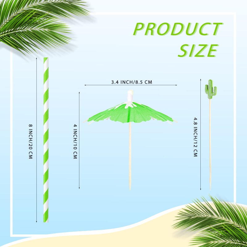 Newtay 160 Pieces Umbrella Cocktail Pick for Drinks Hibiscus Fruit Sticks Colorful Straws Parasol Cocktail for Luau Hawaiian Tropical Summer Beach Pool Wedding Party Decor - Image 3