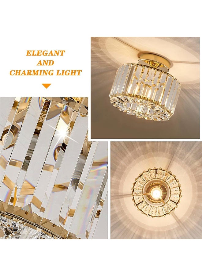AGREON Crystal Ceiling Light Fixture, Modern Gold Crystal Semi Flush Mount Chandelier Lighting for Kitchen, Bedroom, Bathroom, Hallway & Entryway, Dimmable Ceiling Lamp(included bulb) - Image 4
