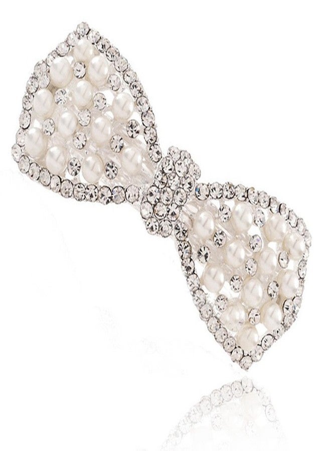 KINFENE Crystal Sparkling Bowknot Hair Pins Rhinestone Pearl Hair Clip Hairpin - Image 1