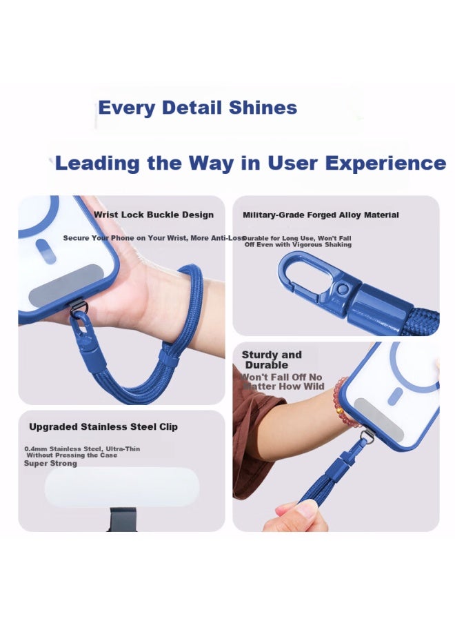 Bzbc Phone Lanyard Wrist Strap Anti-theft Hand Strap Anti-lost Pad Shockproof Outdoor Compatible With Iphone 16 Pro Max / Xiaomi / Mate 6 Short Gem Blue - Image 2