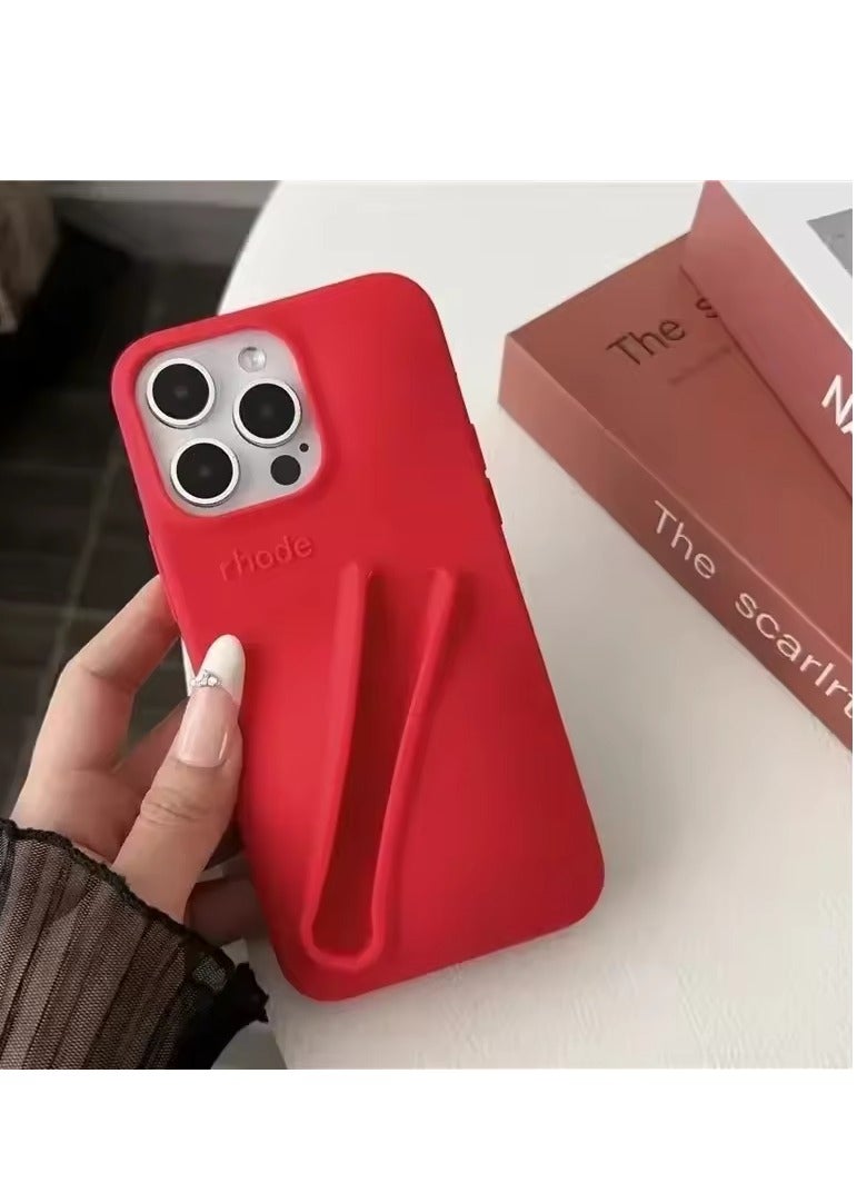 rhode iPhone 16 Pro Silicone Case Lip Holder for Cell Phone, Lip Gloss Adhesive Sleeve for Phone, Lip Holder Stick-on Phone Case, Back Stick On Holder for iPhone Phones (RED/TINT) - Image 4