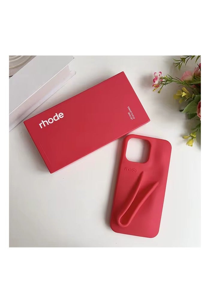 rhode iPhone 16 Pro Silicone Case Lip Holder for Cell Phone, Lip Gloss Adhesive Sleeve for Phone, Lip Holder Stick-on Phone Case, Back Stick On Holder for iPhone Phones (RED/TINT) - Image 3