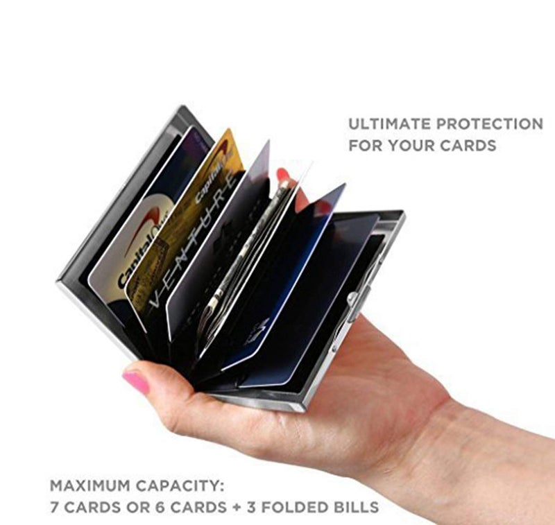 Stealodeal Stainless Steel Front Credit/Debit RFID Blocking 6 Card Holder for Men & Women (Silver) - Image 2