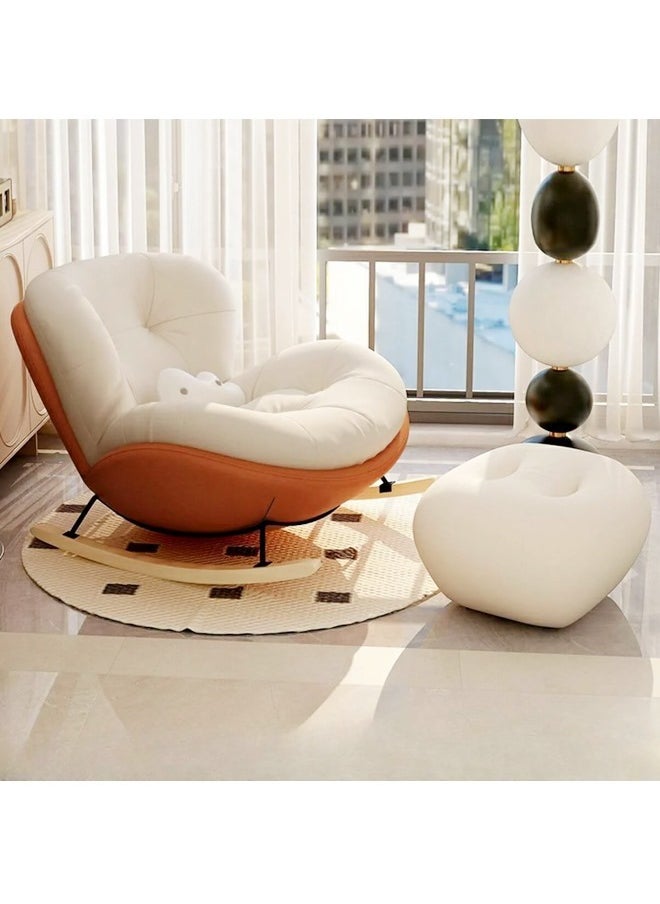 fashionhome Set of 2 Modern Upholstered Recliner High Back Ergonomic Comfy Rocking Chair with Footrest Patio Rocking Chair Couch Lounge Single Sofa Chair for Balcony Outdoor Chair Contemporary Accent Chair Leisure Chair for Living Room 90x100x75 and 40x30x20 cm (Fully Assembled)  - Image 5