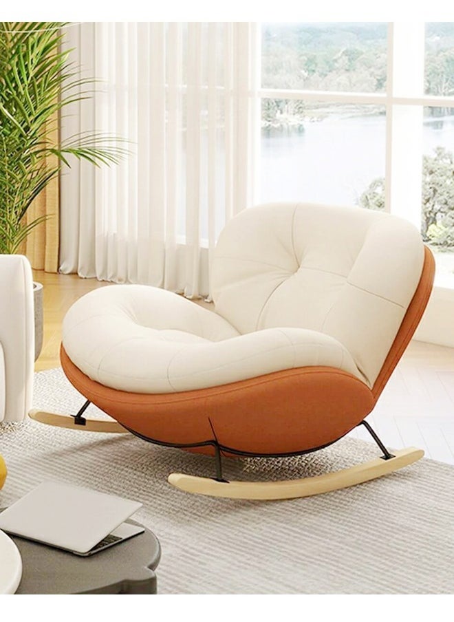 fashionhome Set of 2 Modern Upholstered Recliner High Back Ergonomic Comfy Rocking Chair with Footrest Patio Rocking Chair Couch Lounge Single Sofa Chair for Balcony Outdoor Chair Contemporary Accent Chair Leisure Chair for Living Room 90x100x75 and 40x30x20 cm (Fully Assembled)  - Image 3