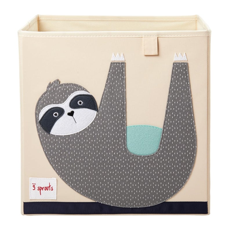 3 Sprouts Cube Storage Box - Organizer Container for Kids & Toddlers, SLOTH - Image 1