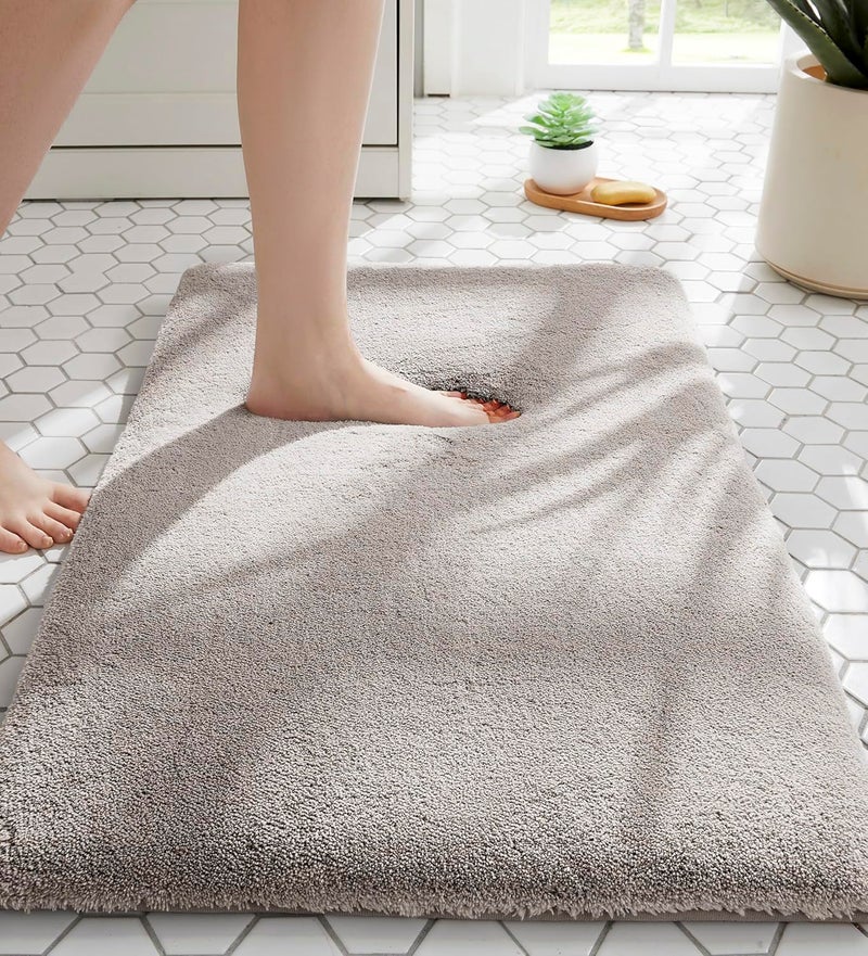 MINIDEAR Bathroom Rugs 24x17 Tan Thick Memory Foam Bath Mat Ultra Soft Plush Fluffy NonSlip Quick Dry Absorbent Washable Floor Microfiber Mat for Tub Home Decor Accessories - Image 2