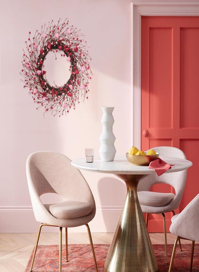 Egolot 20 Inch Valentine Heart Berries Wreath for Front Door, Pink Valentine’s Day Wreath for Indoor Outdoor, Valentine Heart Wreaths for Wedding Doors Windows Walls - Image 4