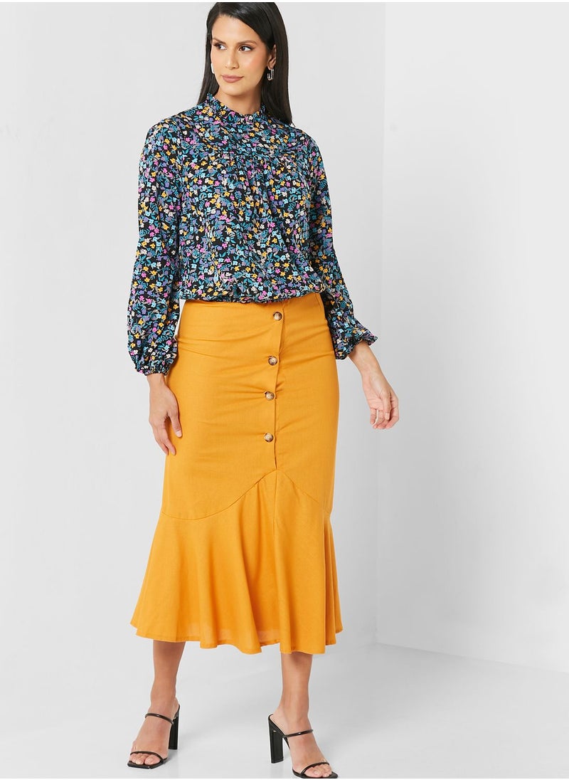 ELLA - Ruffled Ends Solid Skirt - Image 1