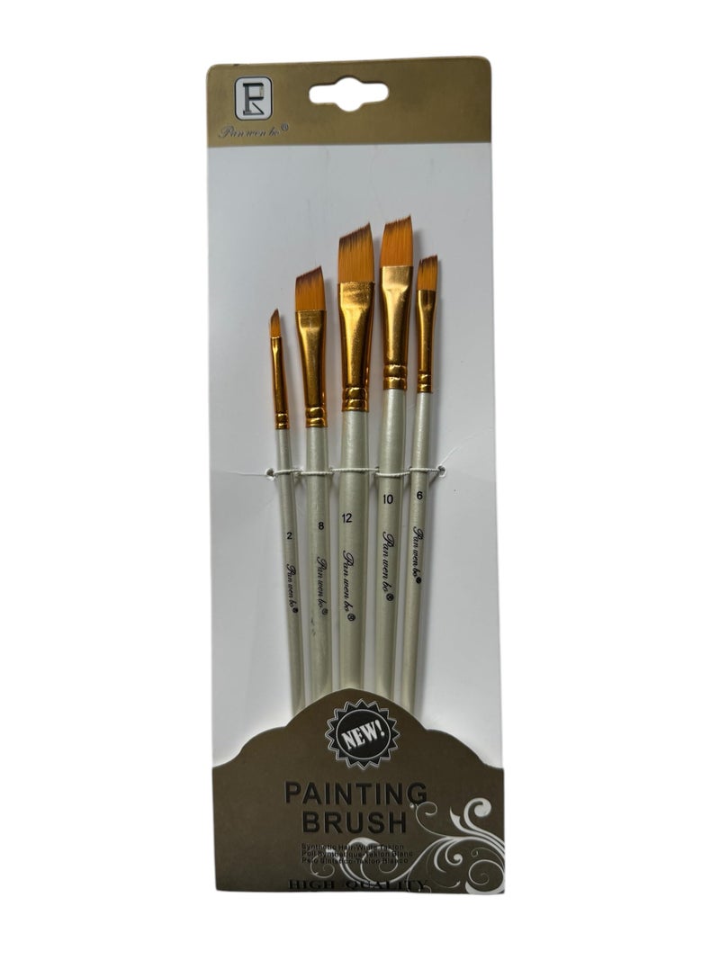 LUOSHI Professional Paint Brush Nylon Hair Angled Paint Brushes Set Art Paintbrush for Artist Watercolor, Acrylic, Gouache, Oil Painting (Angular)